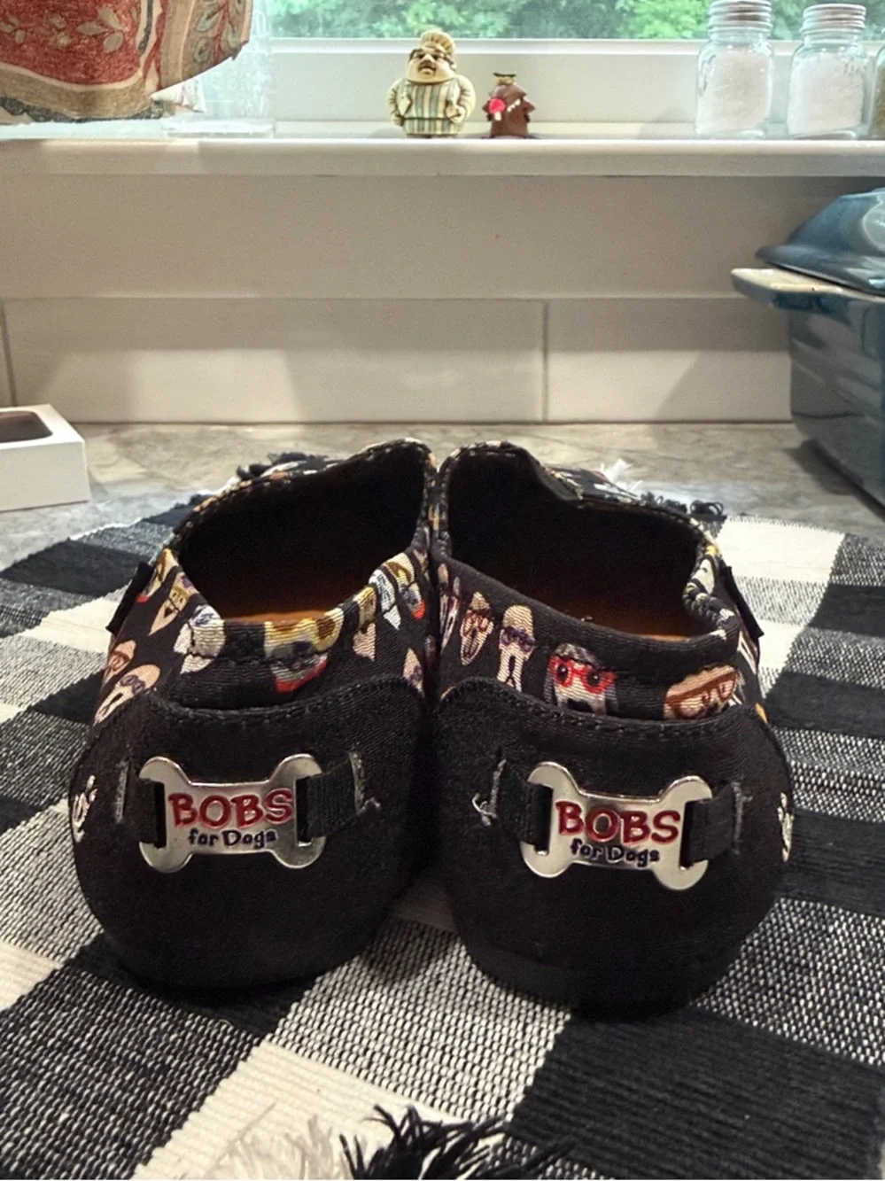 Skechers Black Slip-On Flats with Cute Doggy faces and Orange Insole. - Picture 5 of 6